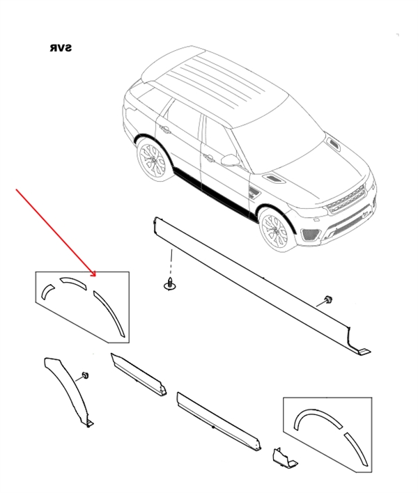 Land Rover SVR skærmkant sæt til Range Rover Sport L494 bagskærmen - Højre side